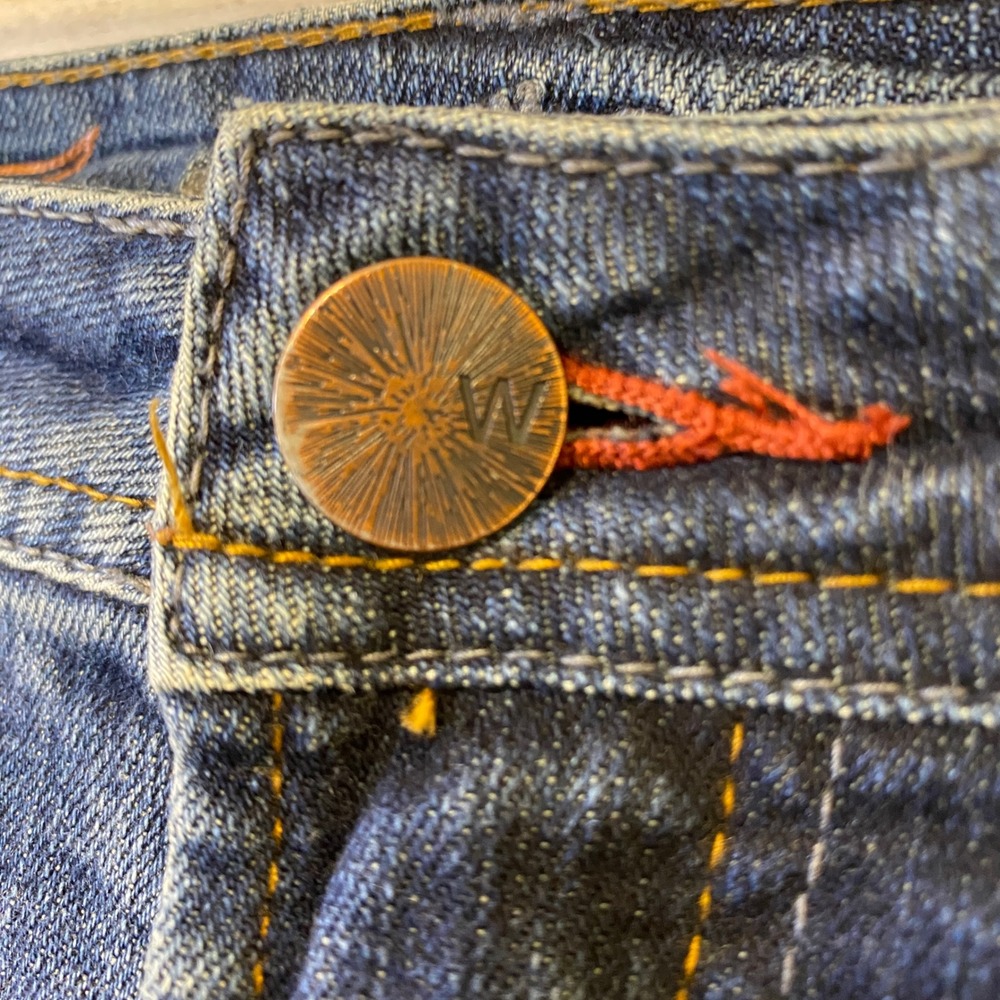 WORN Aged Denim Jeans Men 36x34 Blue Denim Straight Designer Streetwear - Picture 5 of 16